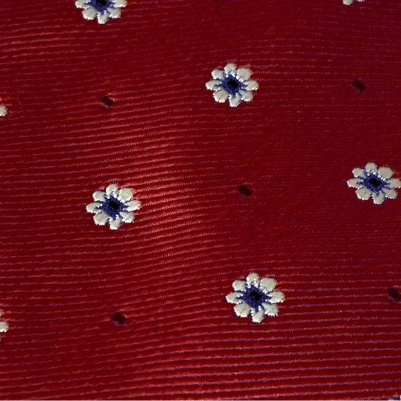 IMANI UOMO Red with Silver Floral Pattern Skinny Tie 2.5” Wide 60” Long - Picture 2 of 6